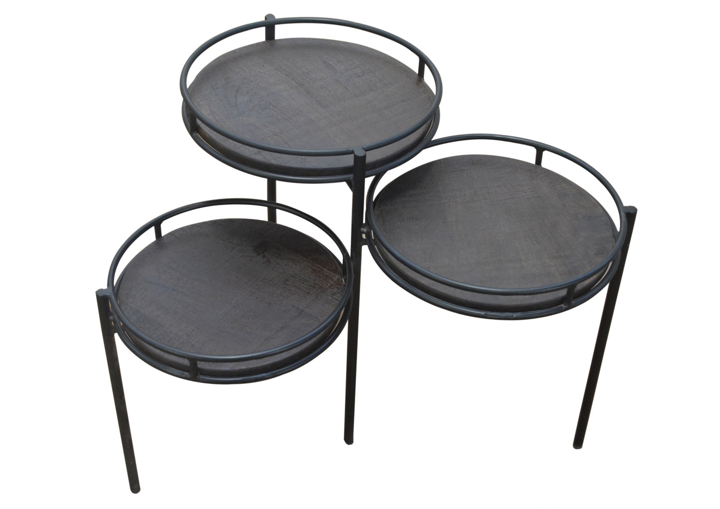 23" Black Solid Wood And Iron Round End Table By Homeroots | End Tables | Modishstore