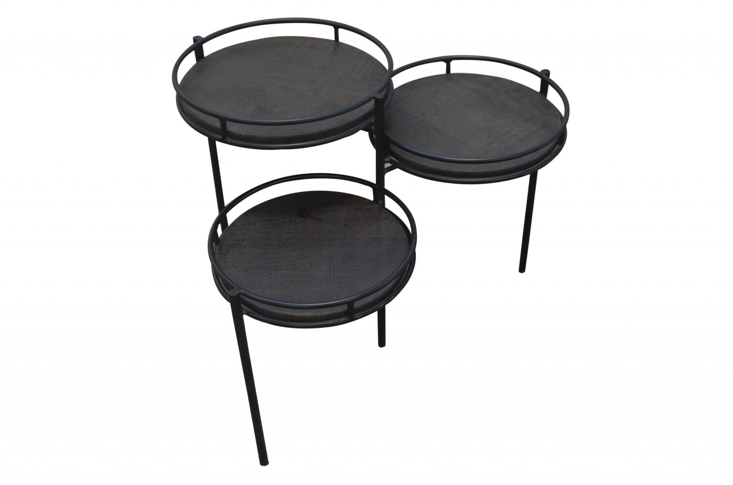 23" Black Solid Wood And Iron Round End Table By Homeroots | End Tables | Modishstore - 2