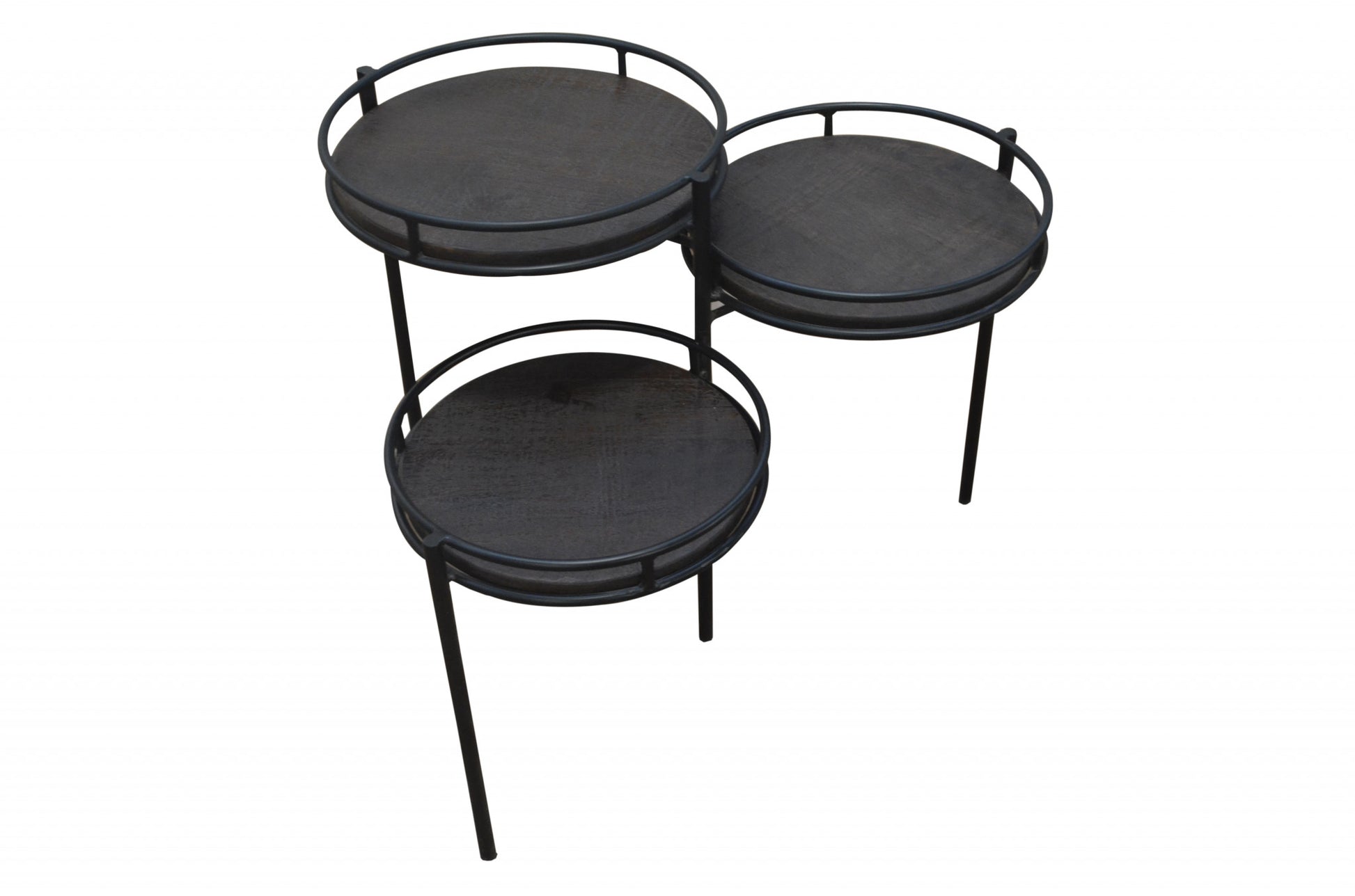23" Black Solid Wood And Iron Round End Table By Homeroots | End Tables | Modishstore - 2
