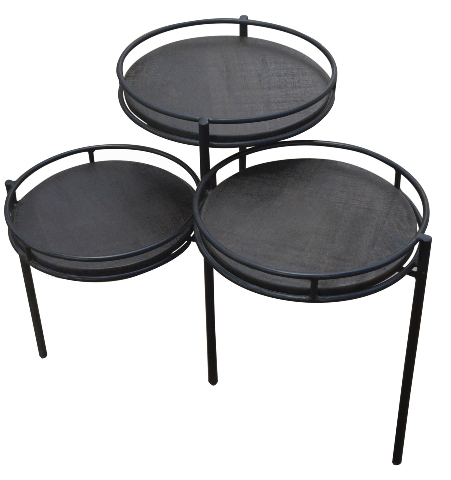 23" Black Solid Wood And Iron Round End Table By Homeroots | End Tables | Modishstore - 3