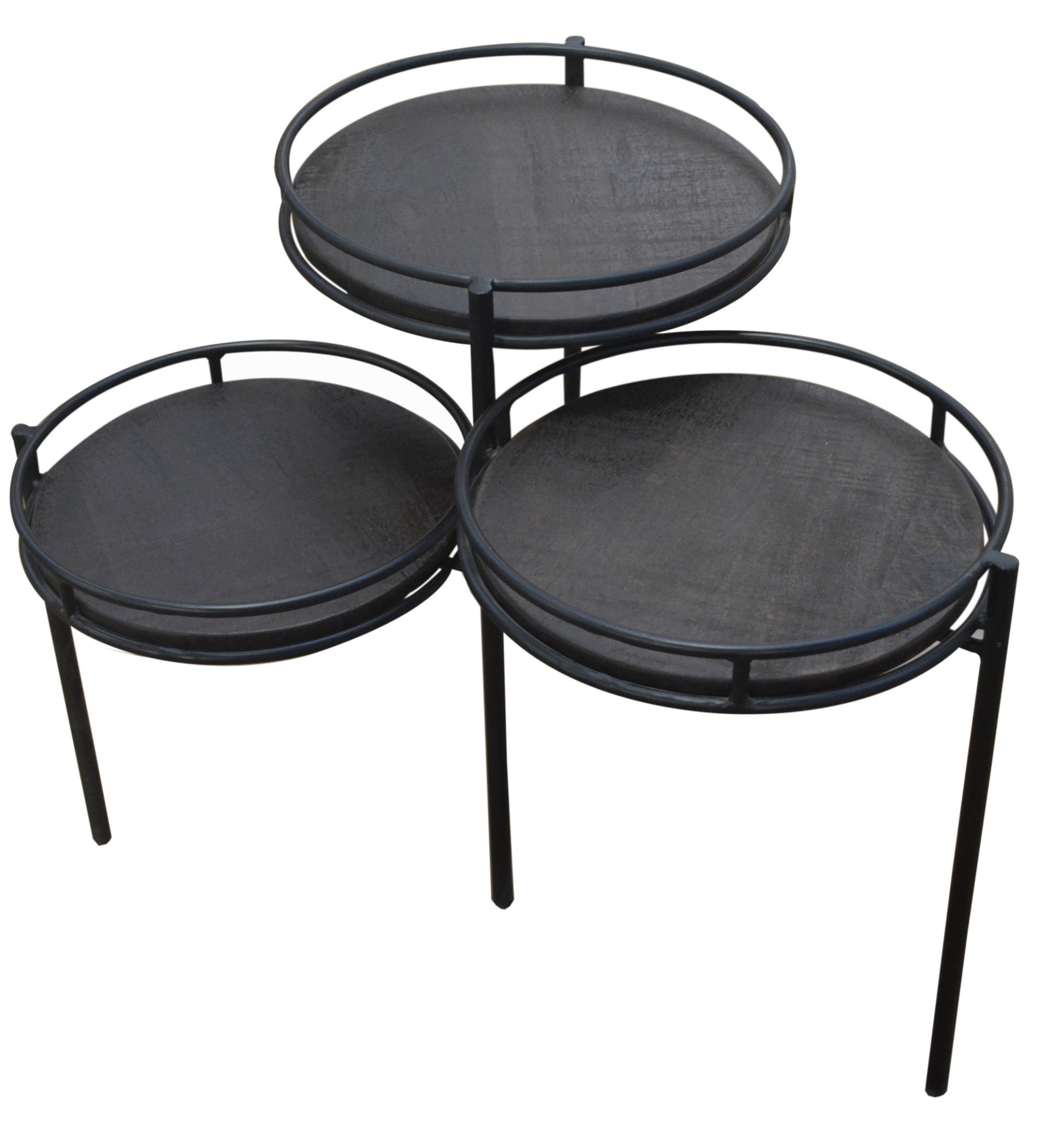 23" Black Solid Wood And Iron Round End Table By Homeroots | End Tables | Modishstore - 3