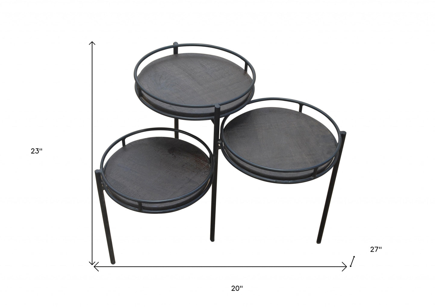 23" Black Solid Wood And Iron Round End Table By Homeroots | End Tables | Modishstore - 5