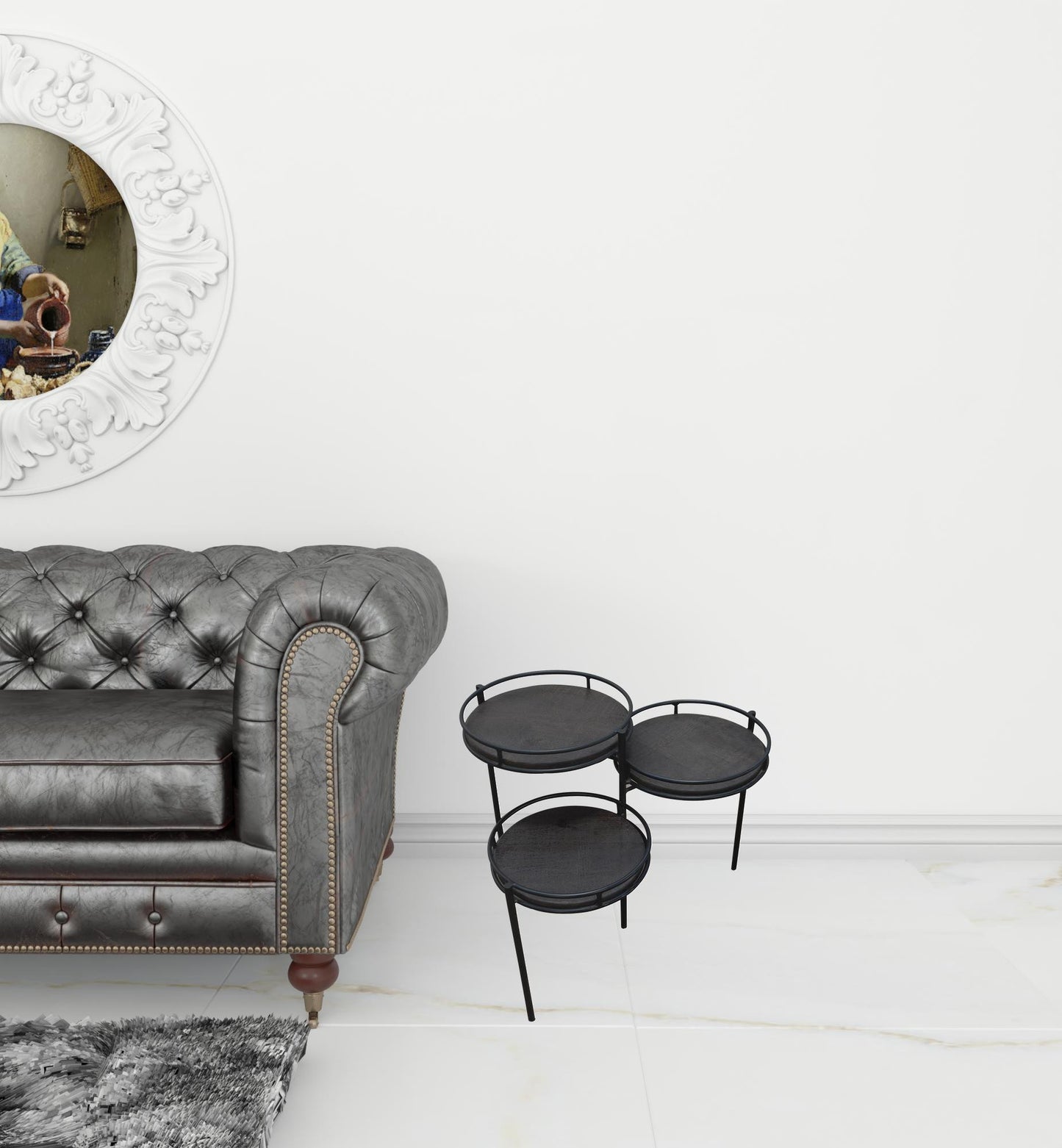 23" Black Solid Wood And Iron Round End Table By Homeroots | End Tables | Modishstore - 4