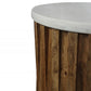 20" Brown And Ivory Marble And Solid Wood Round End Table By Homeroots