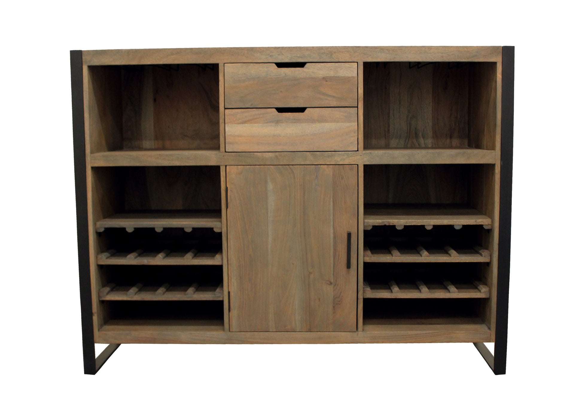 55" Gray and Black Solid Wood Sled Console Table With Storage With Storage By Homeroots | Console Tables | Modishstore