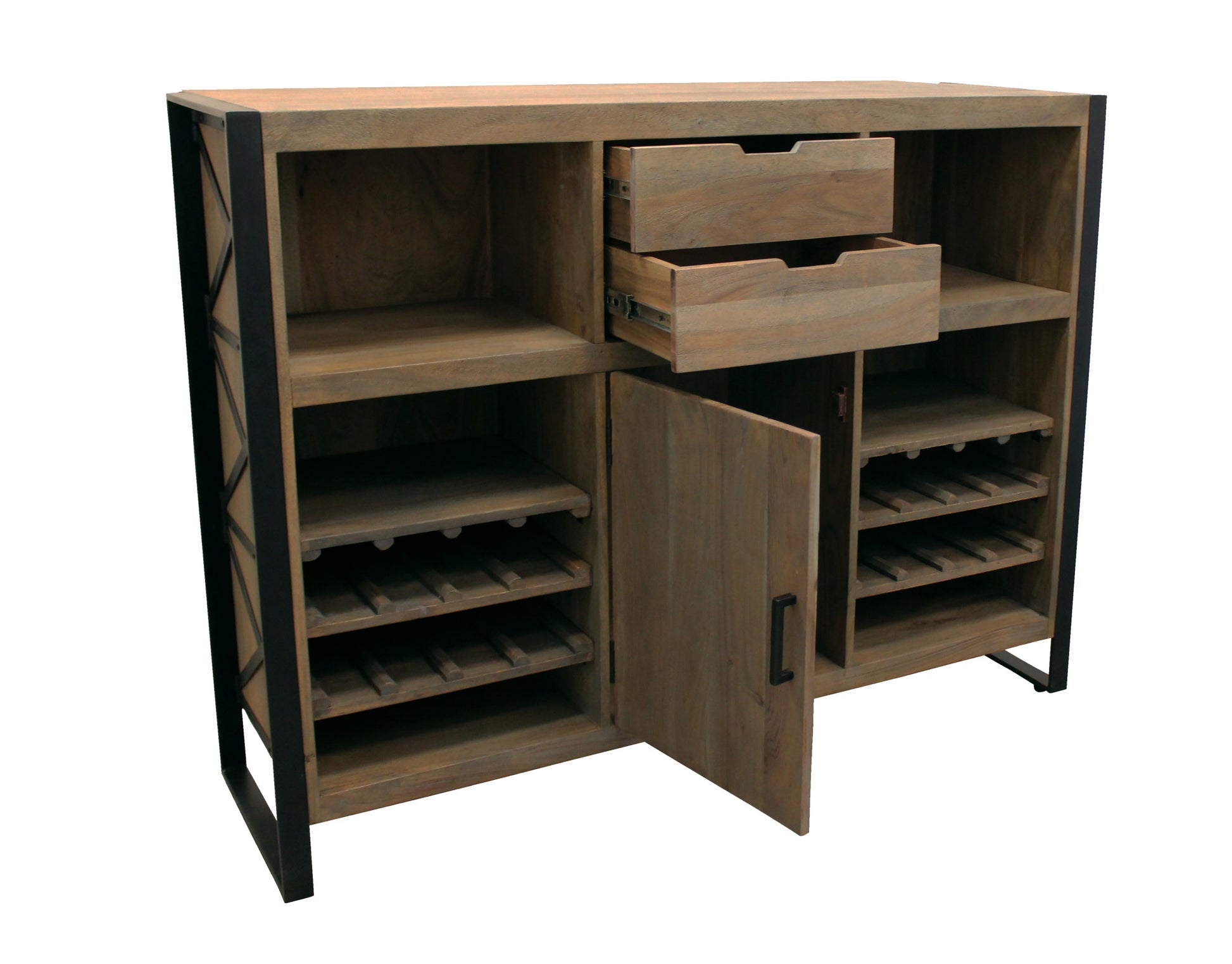 55" Gray and Black Solid Wood Sled Console Table With Storage With Storage By Homeroots | Console Tables | Modishstore - 4