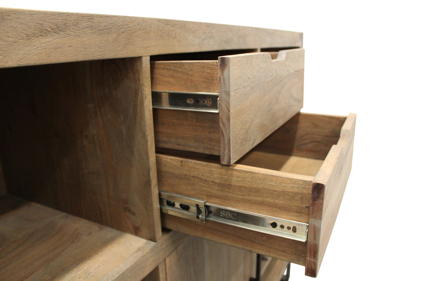 55" Gray and Black Solid Wood Sled Console Table With Storage With Storage By Homeroots | Console Tables | Modishstore - 8