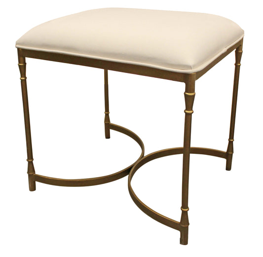 21" Ivory And Brass Iron Backless Bar Chair With Footrest By Homeroots