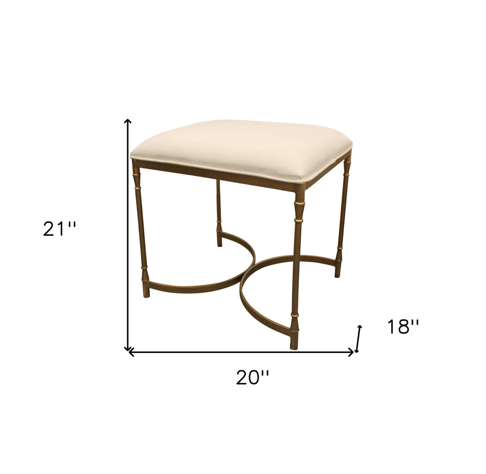 21" Ivory And Brass Iron Backless Bar Chair With Footrest By Homeroots | Bar Stools | Modishstore - 9