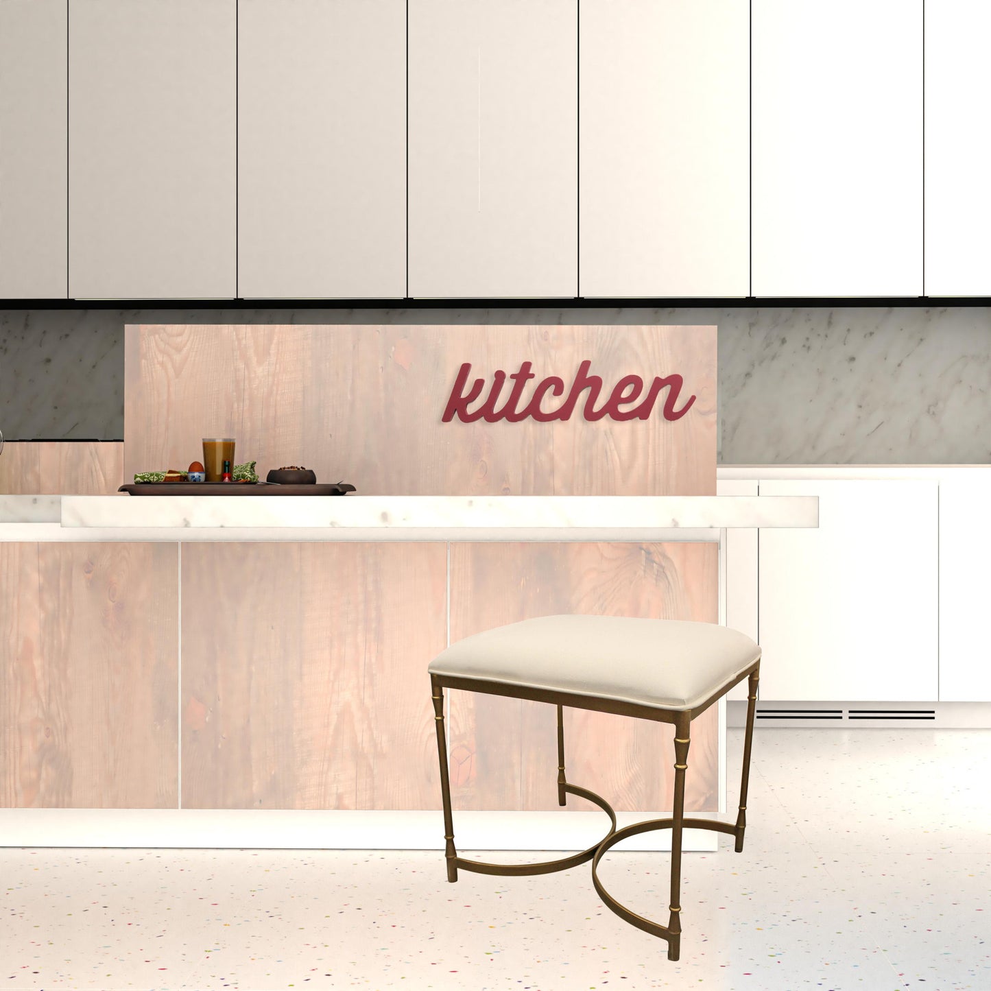 21" Ivory And Brass Iron Backless Bar Chair With Footrest By Homeroots | Bar Stools | Modishstore - 6