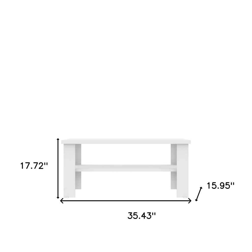 35" White Rectangular Coffee Table With Shelf By Homeroots | Coffee Tables | Modishstore - 7