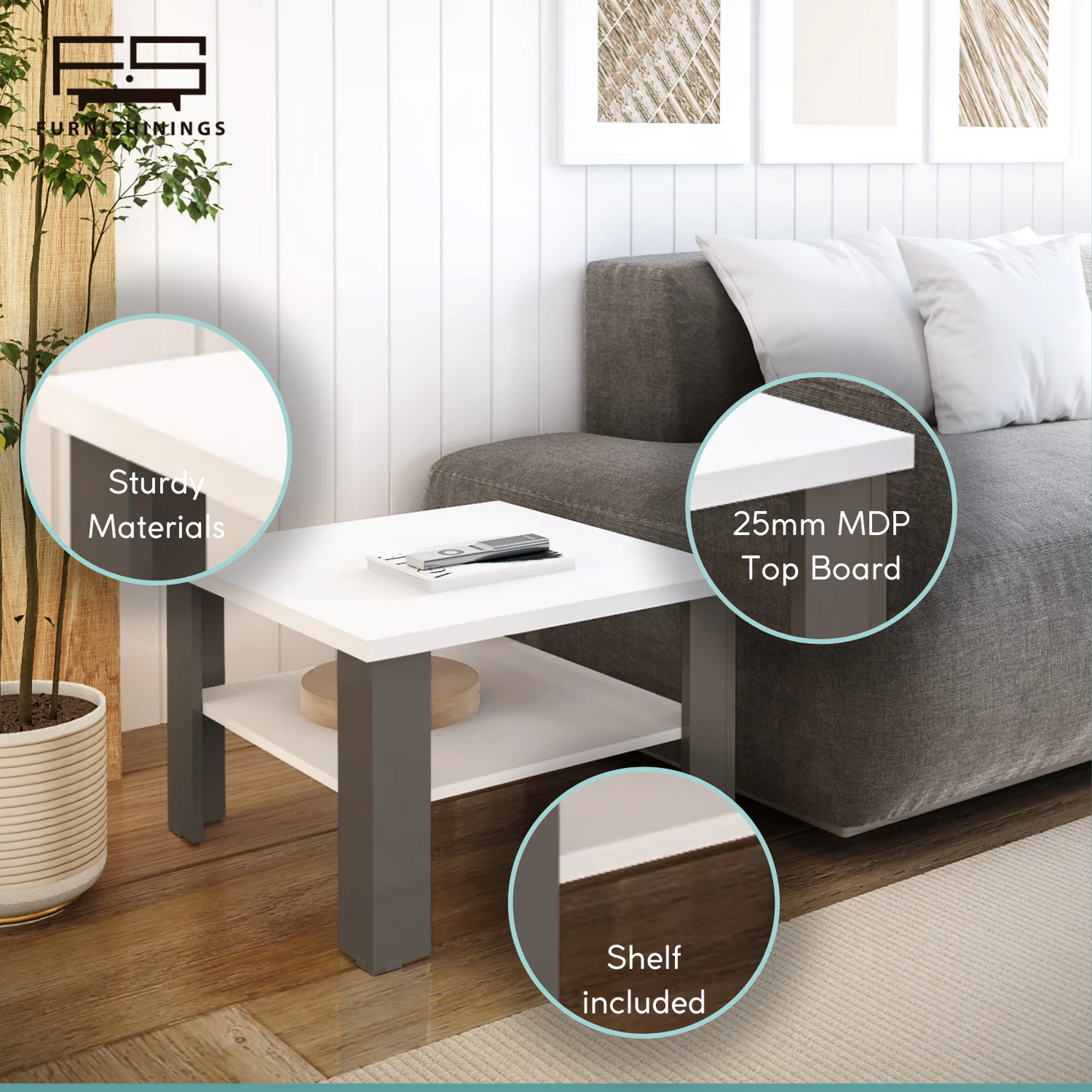 36" Brown And White End Table By Homeroots | End Tables | Modishstore - 5