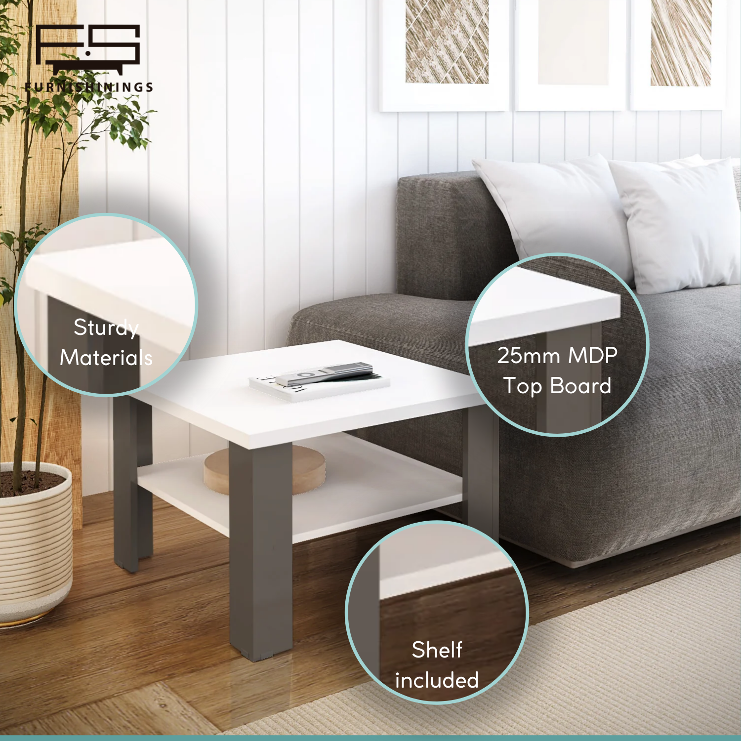 36" Brown And White End Table By Homeroots | End Tables | Modishstore - 5