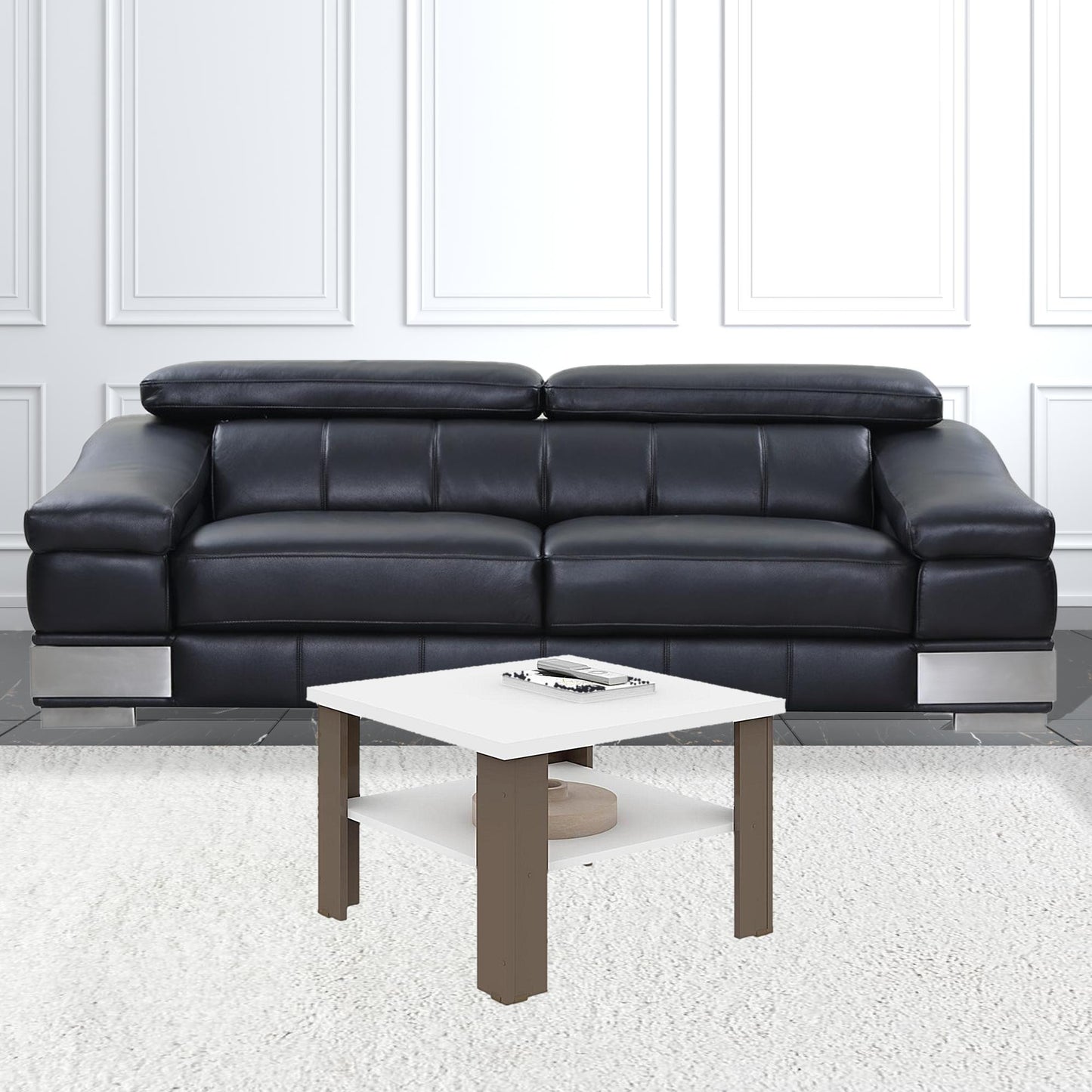 36" Brown And White End Table By Homeroots | End Tables | Modishstore - 4