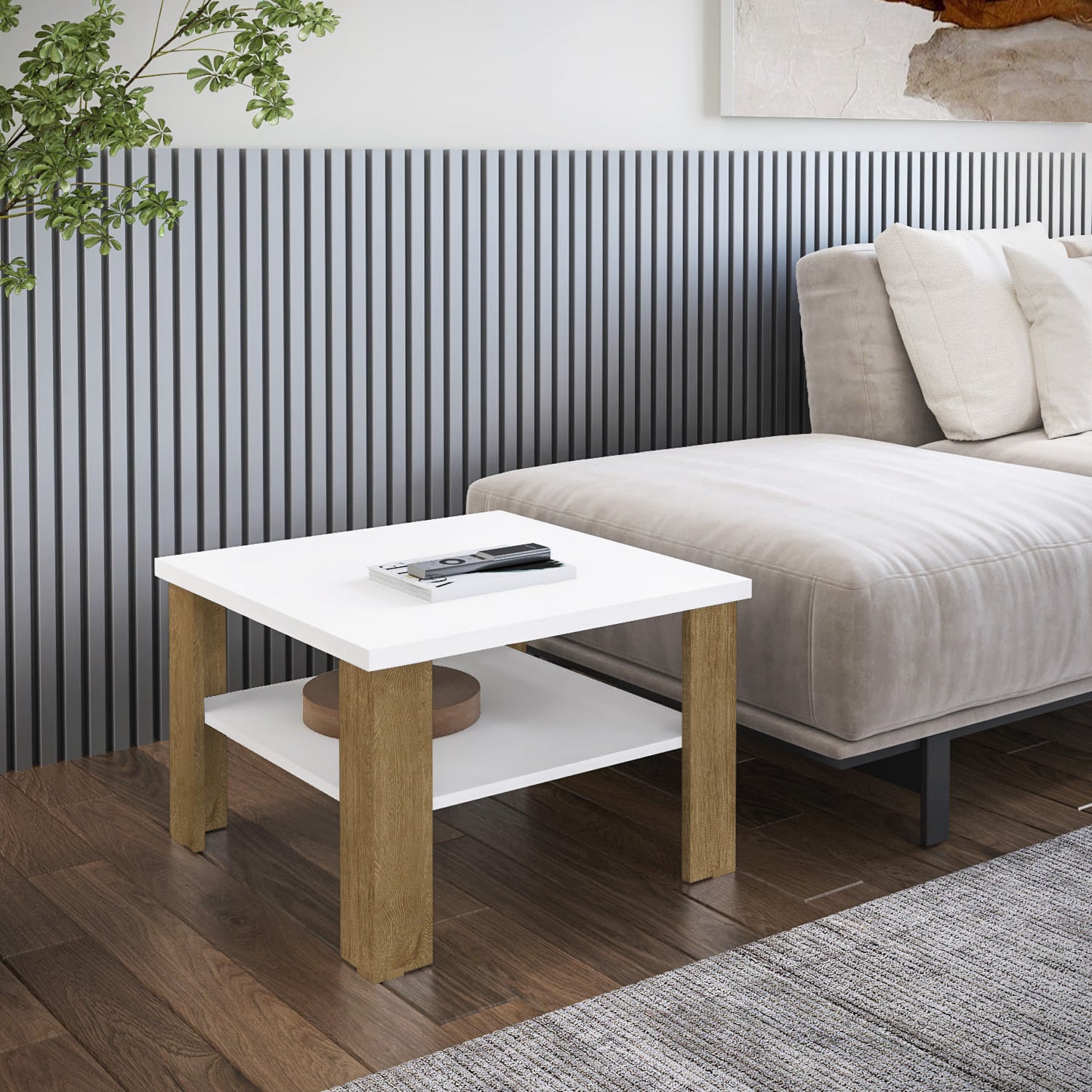 36" Brown And White End Table By Homeroots | End Tables | Modishstore - 6