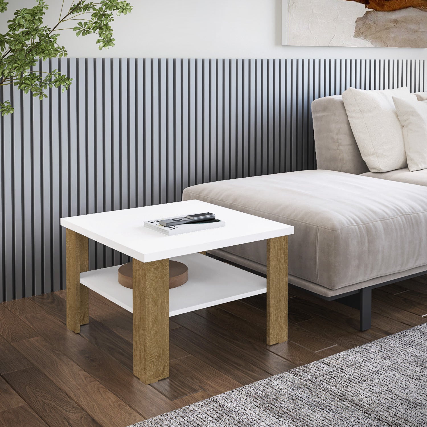 36" Brown And White End Table By Homeroots | End Tables | Modishstore - 6