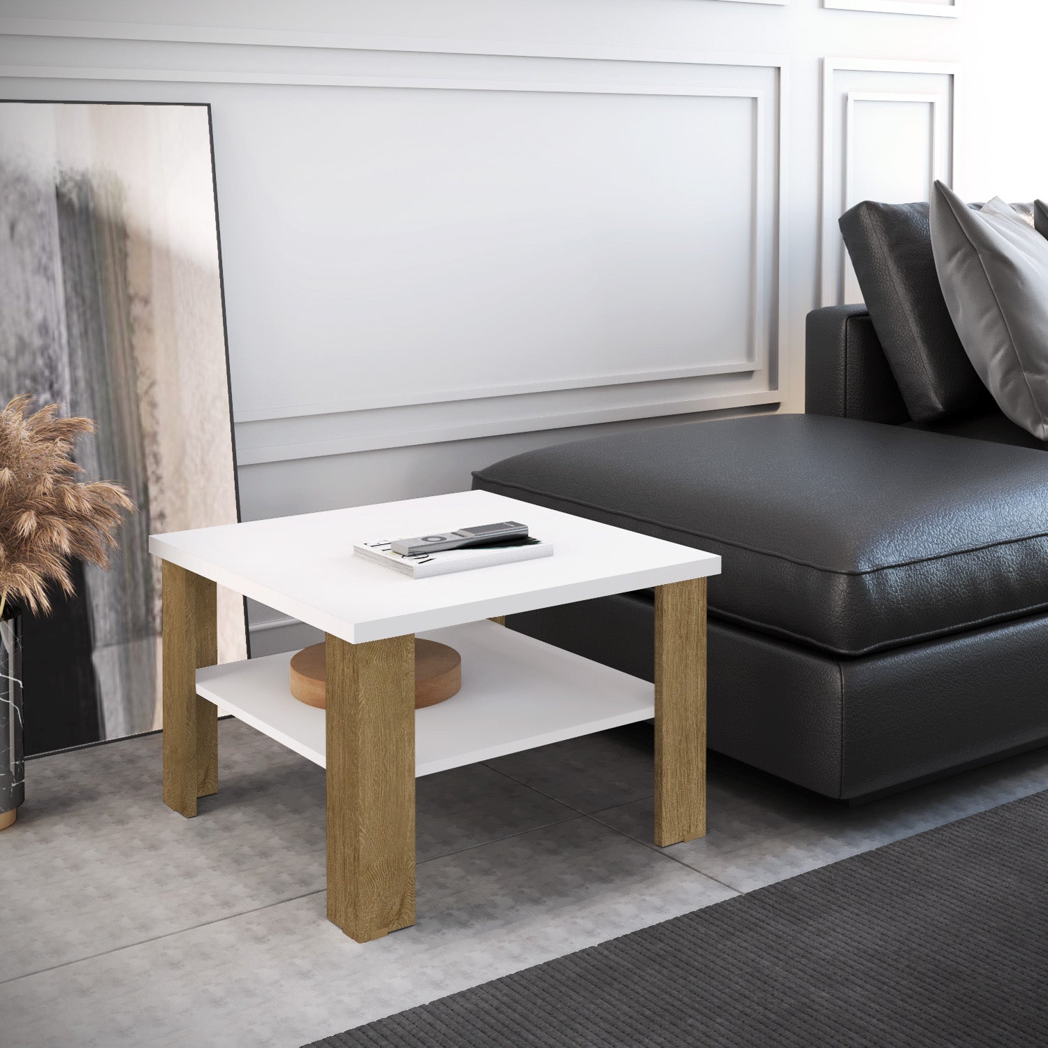 36" Brown And White End Table By Homeroots | End Tables | Modishstore - 7