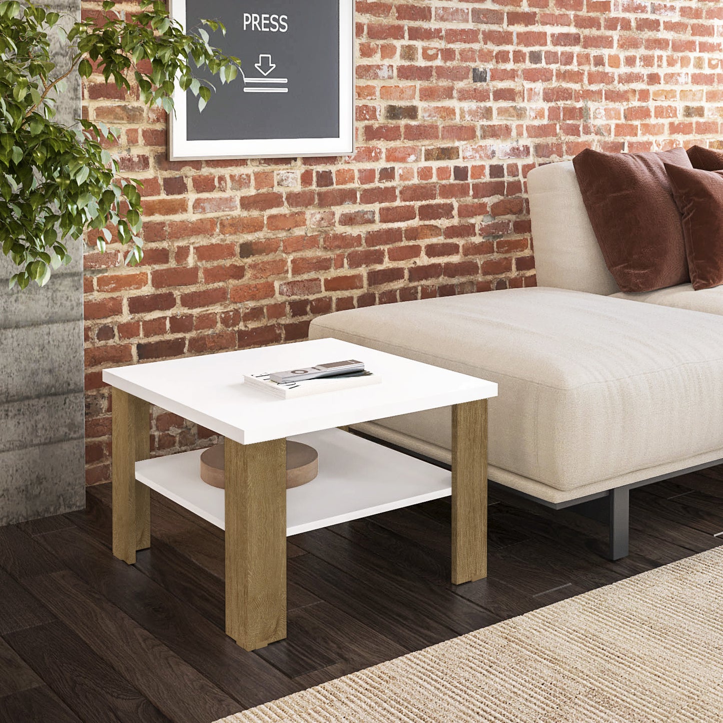 36" Brown And White End Table By Homeroots | End Tables | Modishstore - 8