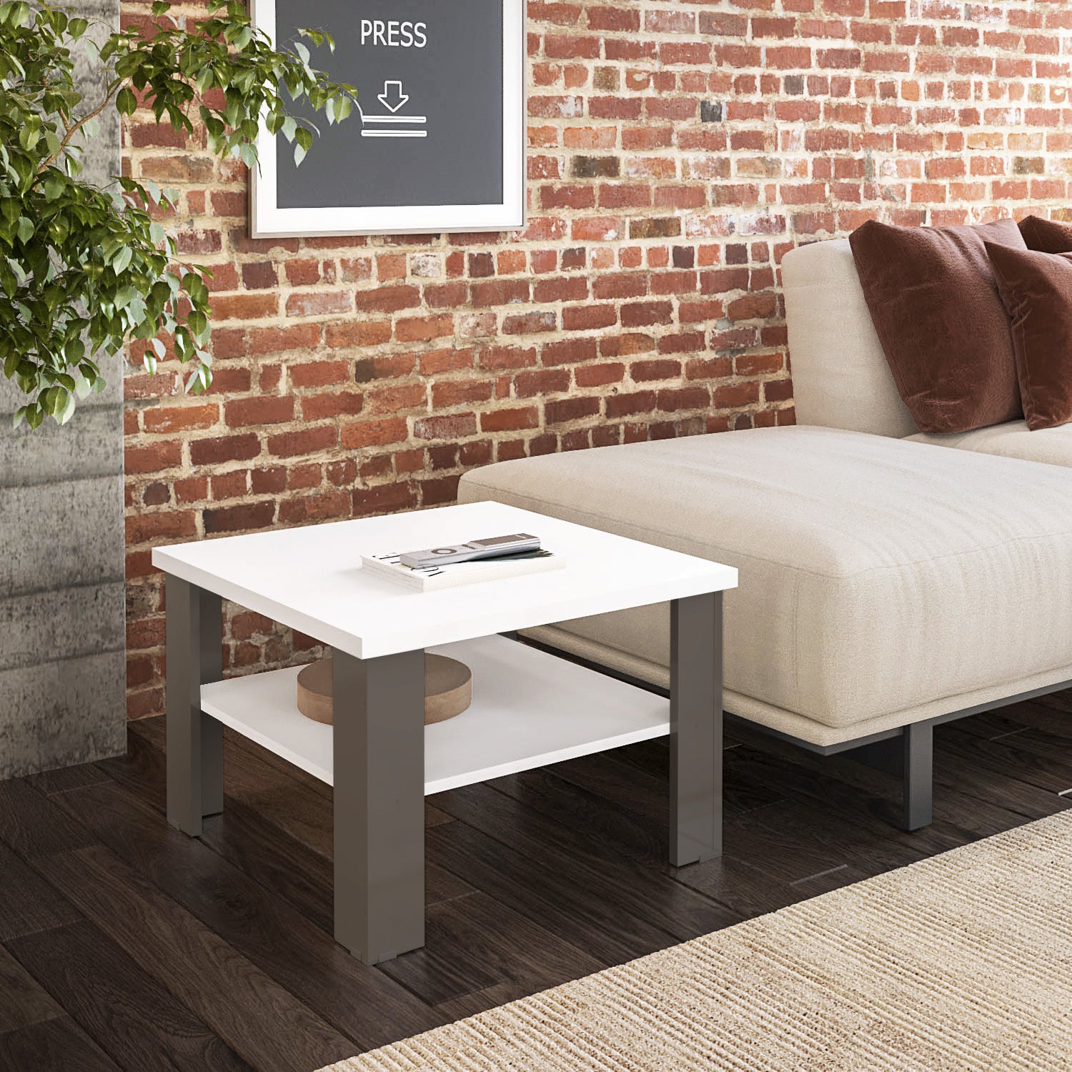 36" Natural And White End Table By Homeroots | End Tables | Modishstore - 6