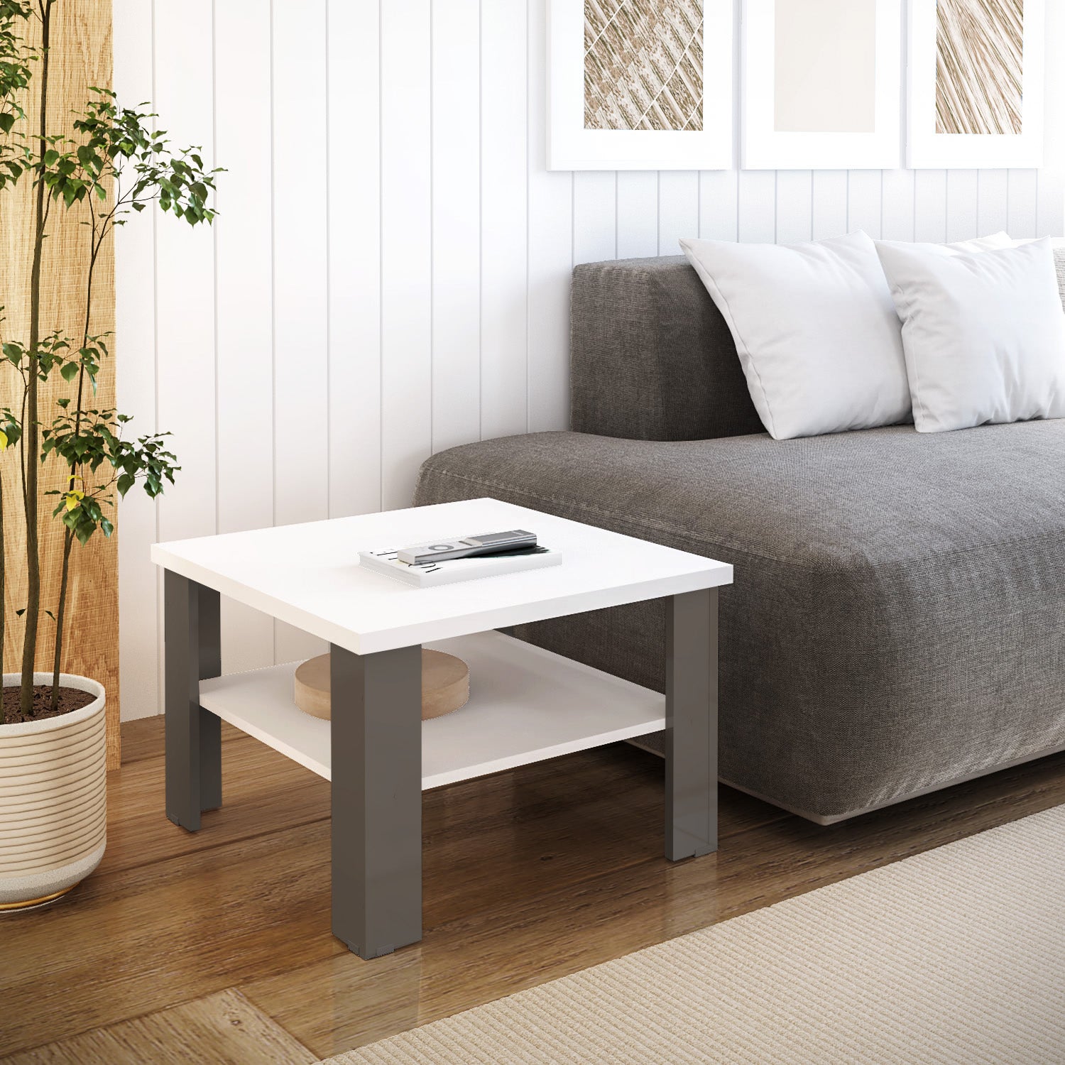 36" Natural And White End Table By Homeroots | End Tables | Modishstore - 8