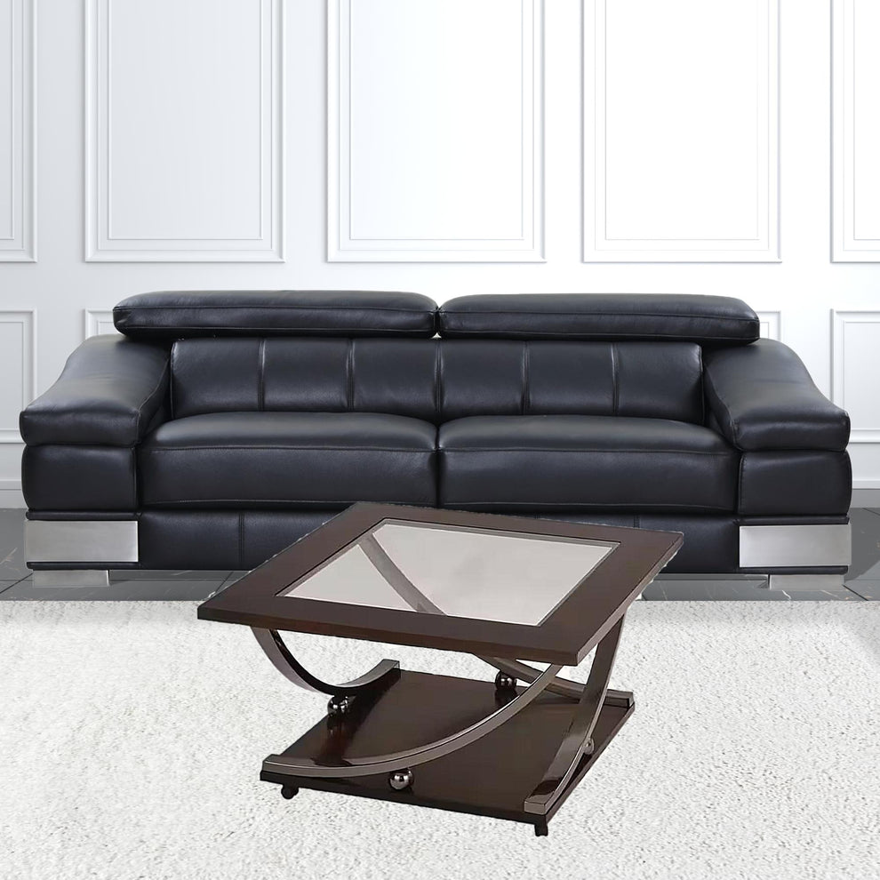 36" Black Nickel And Clear Glass Square Coffee Table With Shelf By Homeroots | Coffee Tables | Modishstore - 4