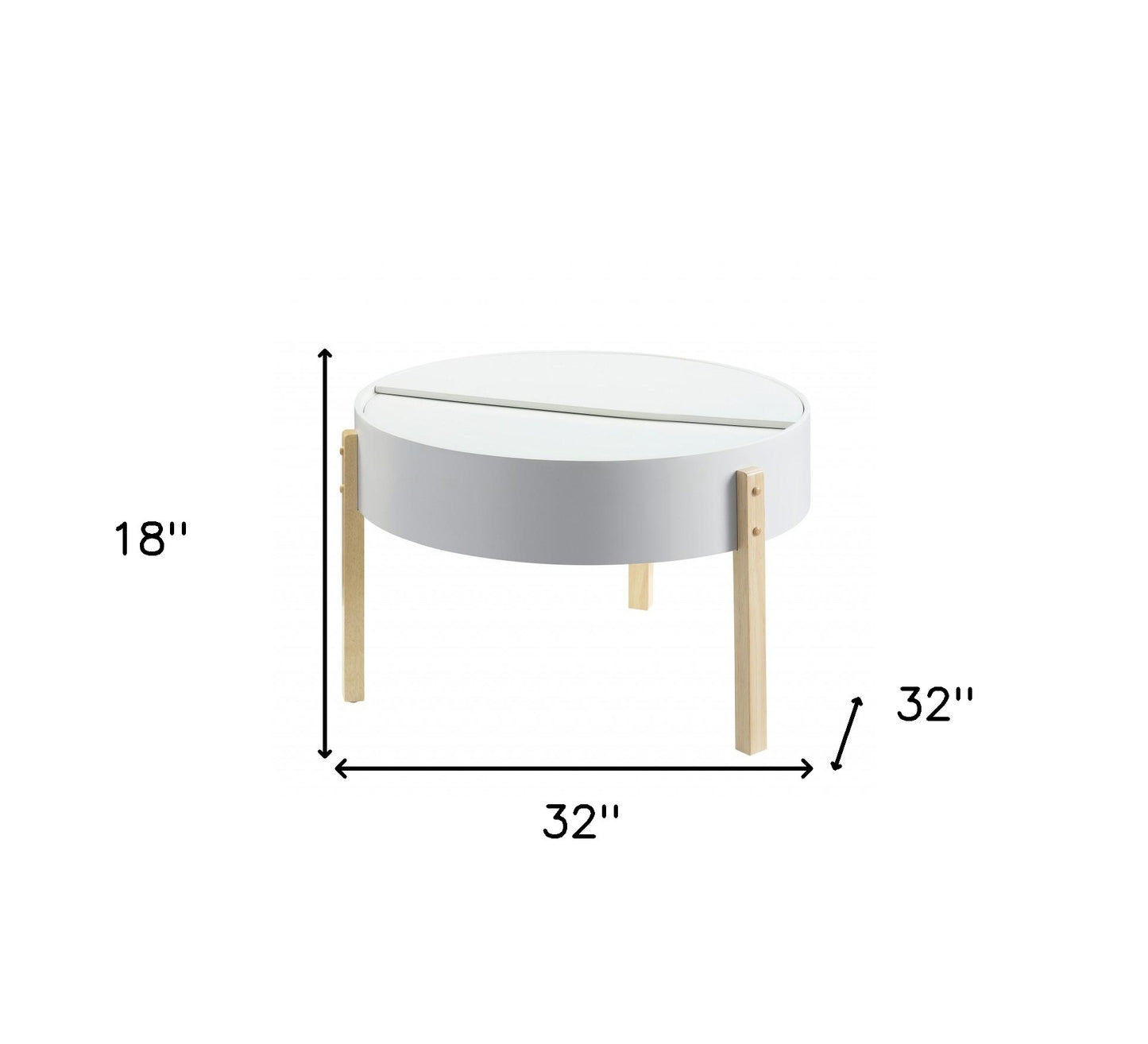 32" Natural Brown And White Round Coffee Table By Homeroots | Coffee Tables | Modishstore - 5