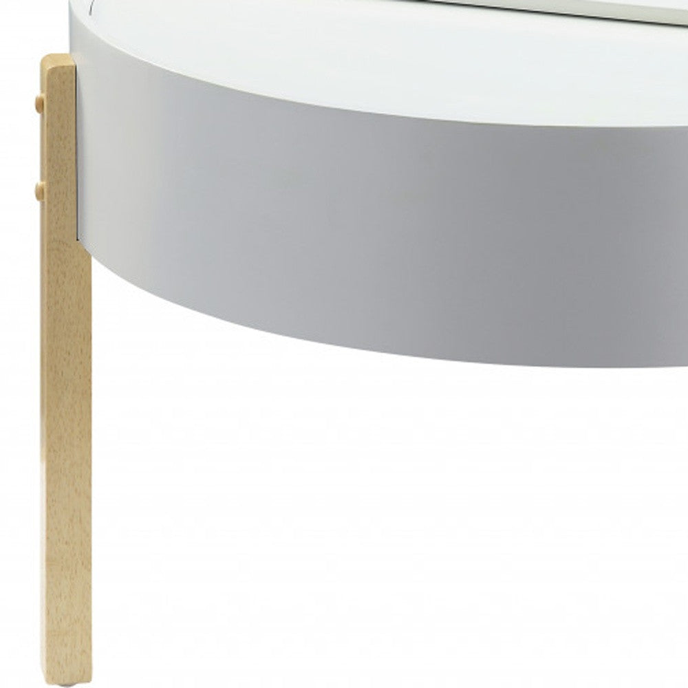 32" Natural Brown And White Round Coffee Table By Homeroots | Coffee Tables | Modishstore - 4