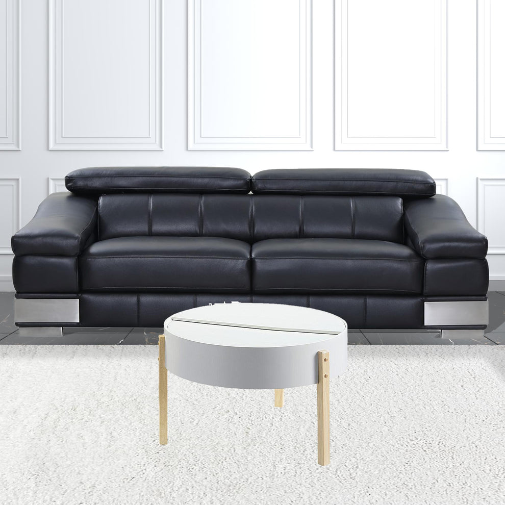 32" Natural Brown And White Round Coffee Table By Homeroots | Coffee Tables | Modishstore - 2