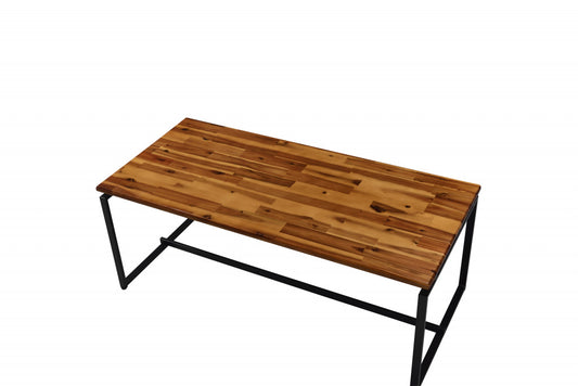 47" Black And Oak Pvc Veneer Rectangular Coffee Table By Homeroots | Coffee Tables | Modishstore
