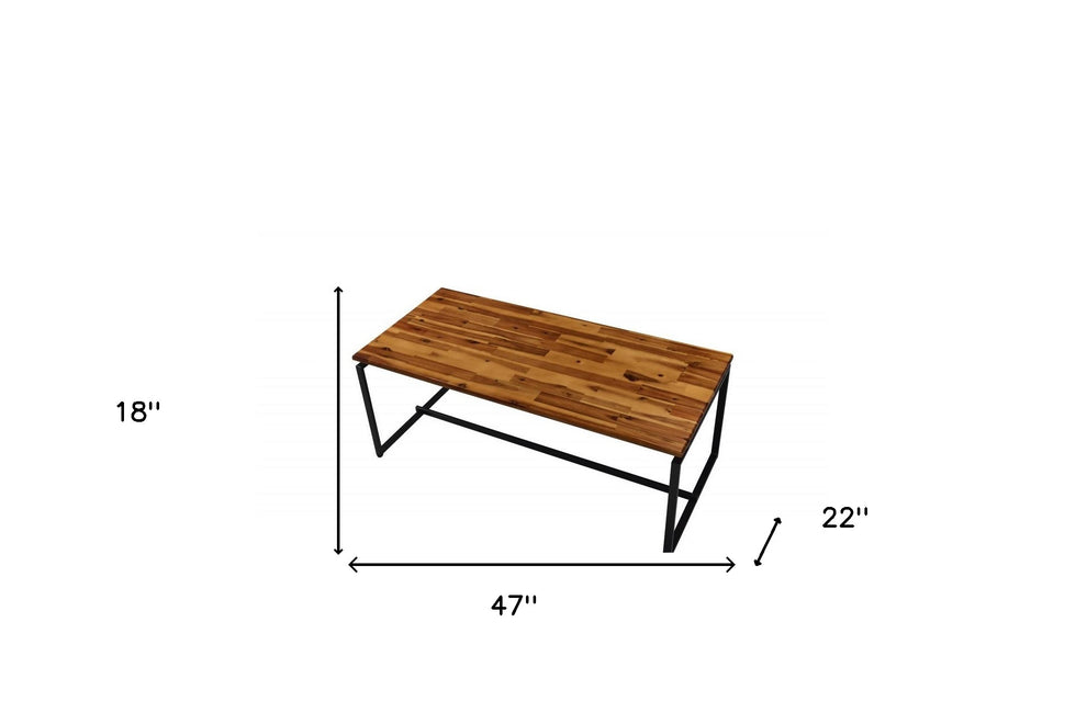 47" Black And Oak Pvc Veneer Rectangular Coffee Table By Homeroots | Coffee Tables | Modishstore - 5