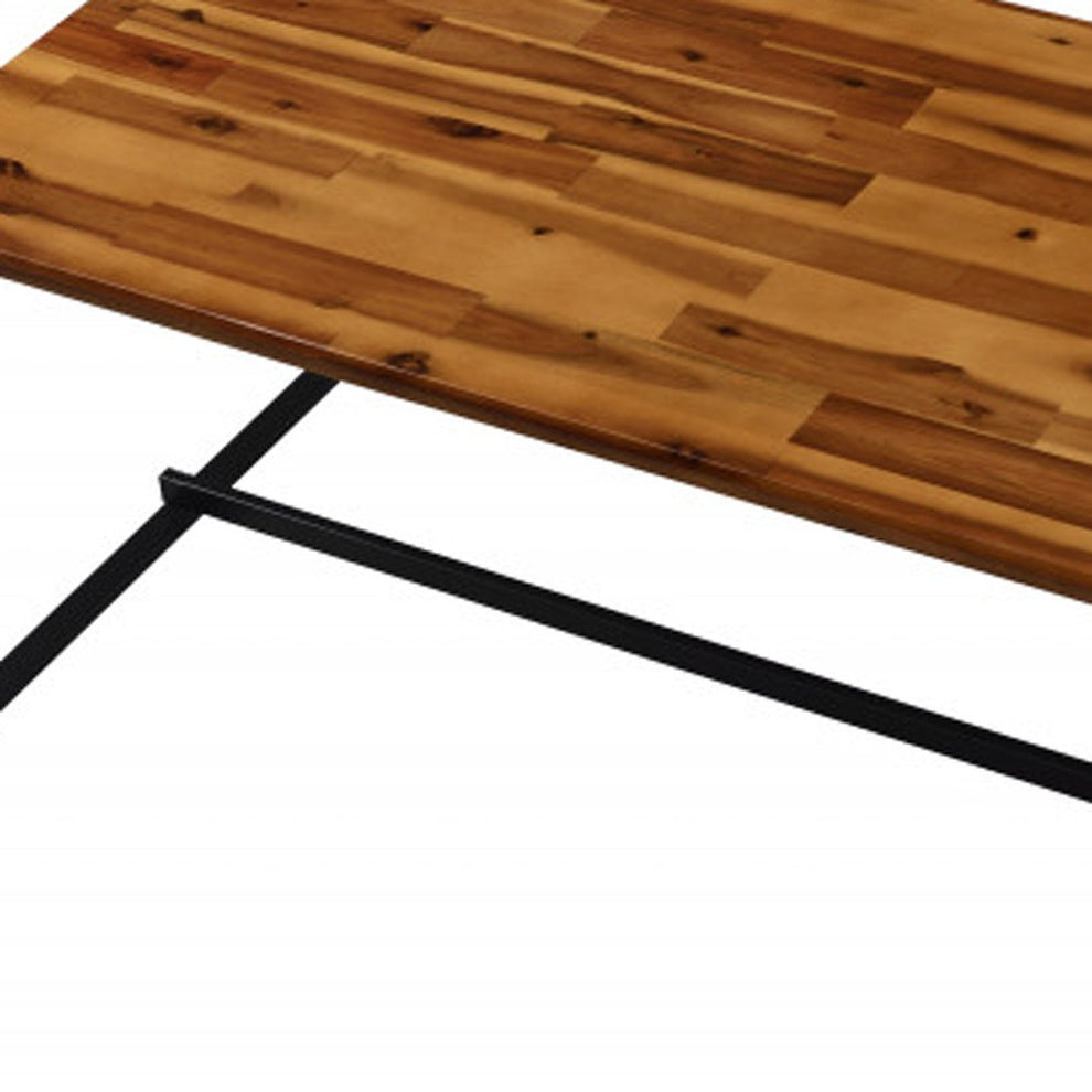 47" Black And Oak Pvc Veneer Rectangular Coffee Table By Homeroots | Coffee Tables | Modishstore - 3