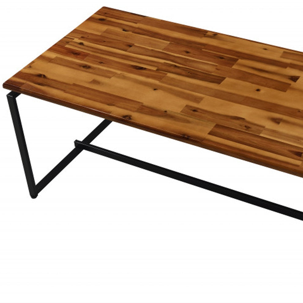 47" Black And Oak Pvc Veneer Rectangular Coffee Table By Homeroots | Coffee Tables | Modishstore - 4
