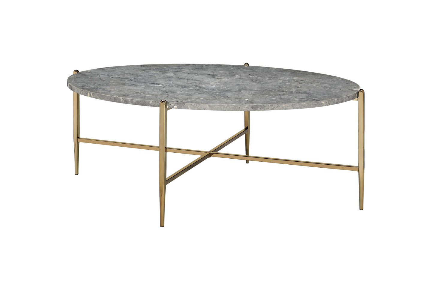 48" Champagne And Faux Marble Oval Coffee Table By Homeroots | Coffee Tables | Modishstore