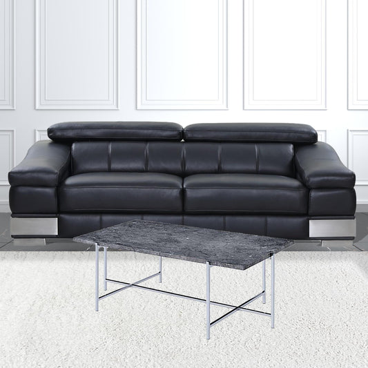 49" Chrome And Faux Marble Rectangular Coffee Table By Homeroots | Coffee Tables | Modishstore