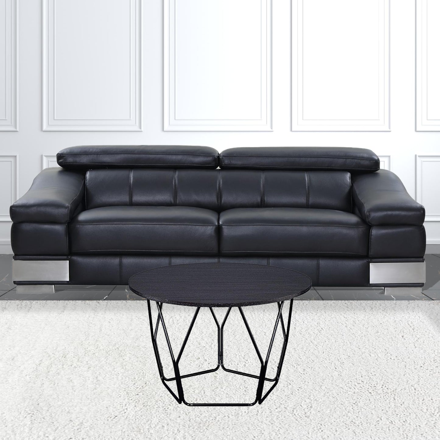 32" Black And Espresso Round Coffee Table By Homeroots | Coffee Tables | Modishstore - 2