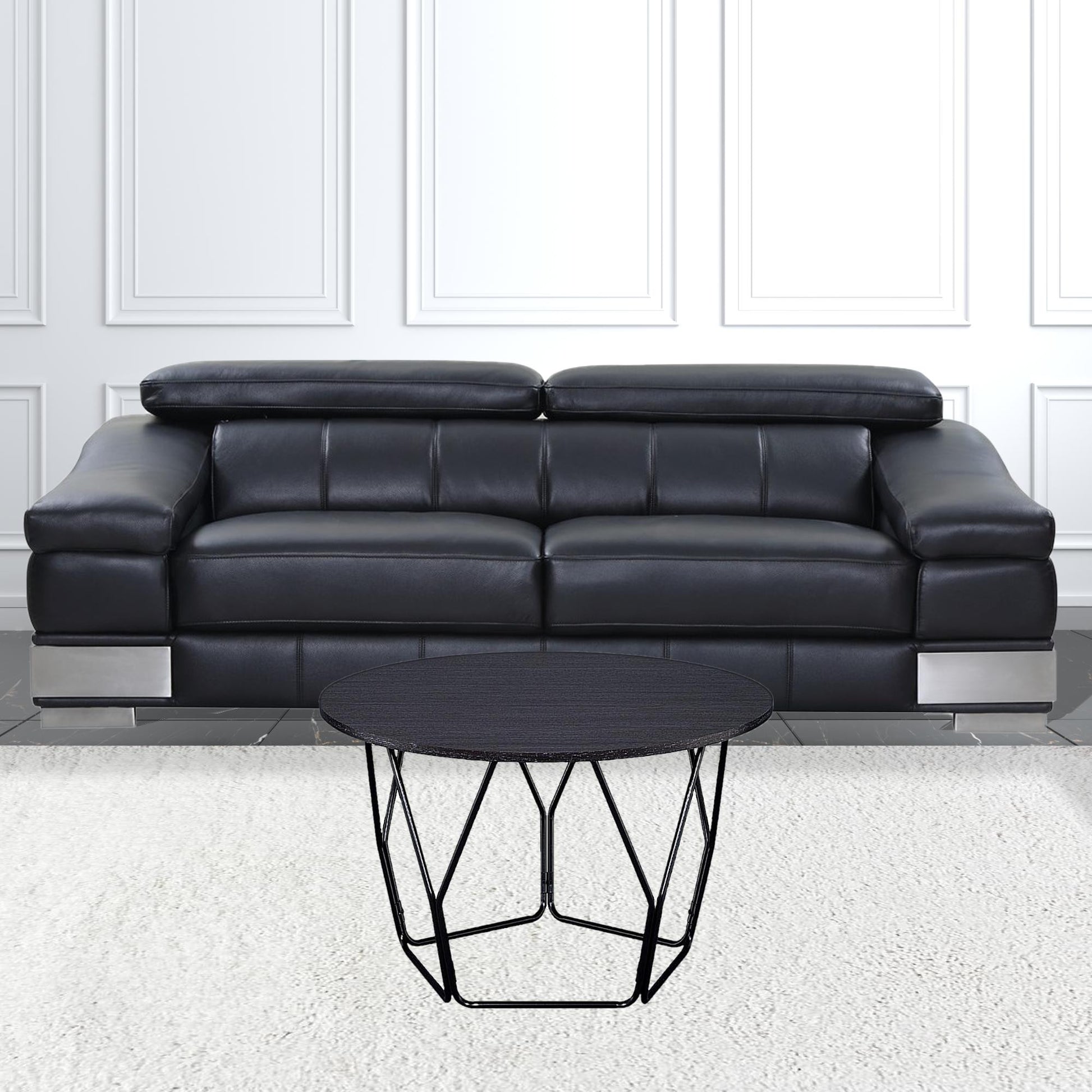 32" Black And Espresso Round Coffee Table By Homeroots | Coffee Tables | Modishstore - 2