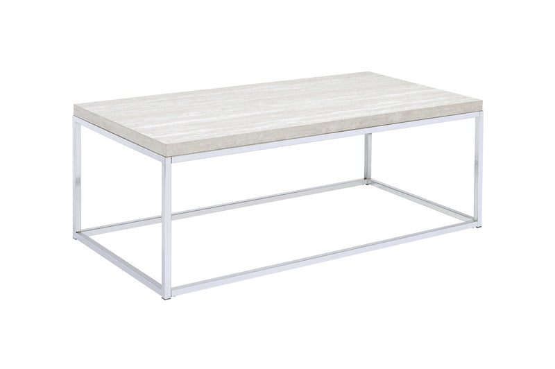 48" Chrome And White Oak Manufactured Wood And Metal Rectangular Coffee Table By Homeroots | Coffee Tables | Modishstore