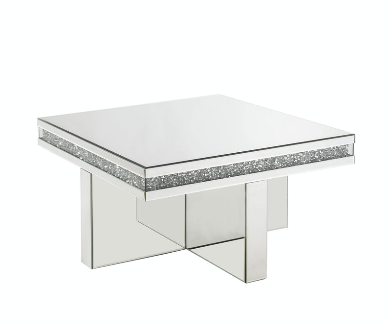 32" Silver Mirrored And Manufactured Wood Rectangular Mirrored Coffee Table By Homeroots | Coffee Tables | Modishstore