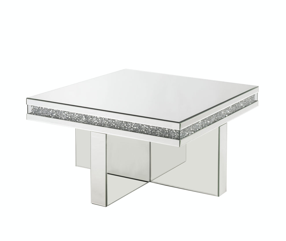 32" Silver Mirrored And Manufactured Wood Rectangular Mirrored Coffee Table By Homeroots | Coffee Tables | Modishstore - 2