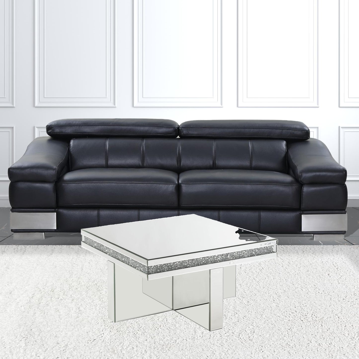 32" Silver Mirrored And Manufactured Wood Rectangular Mirrored Coffee Table By Homeroots | Coffee Tables | Modishstore - 3