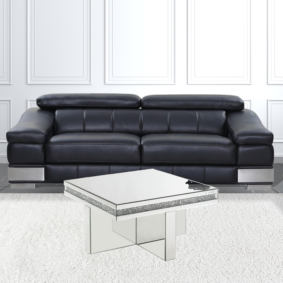 32" Silver Mirrored And Manufactured Wood Rectangular Mirrored Coffee Table By Homeroots | Coffee Tables | Modishstore - 3