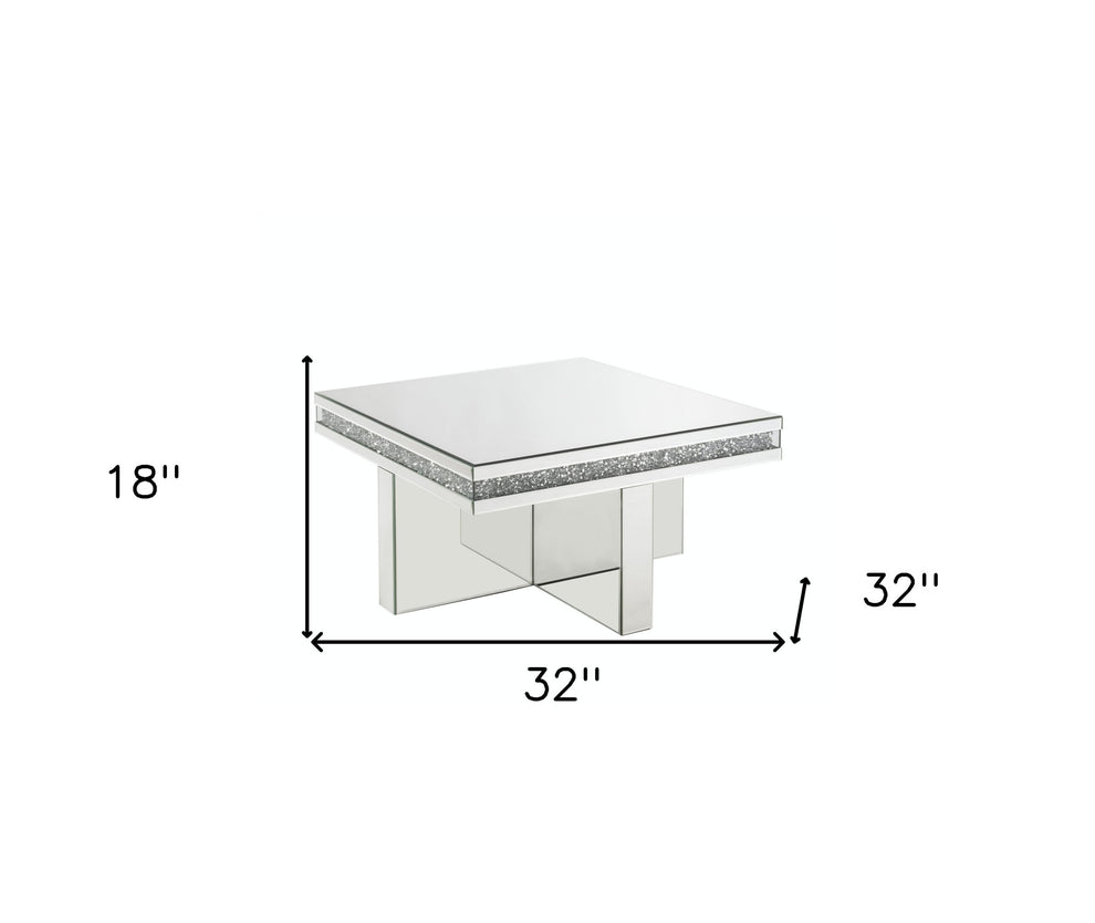 32" Silver Mirrored And Manufactured Wood Rectangular Mirrored Coffee Table By Homeroots | Coffee Tables | Modishstore - 6