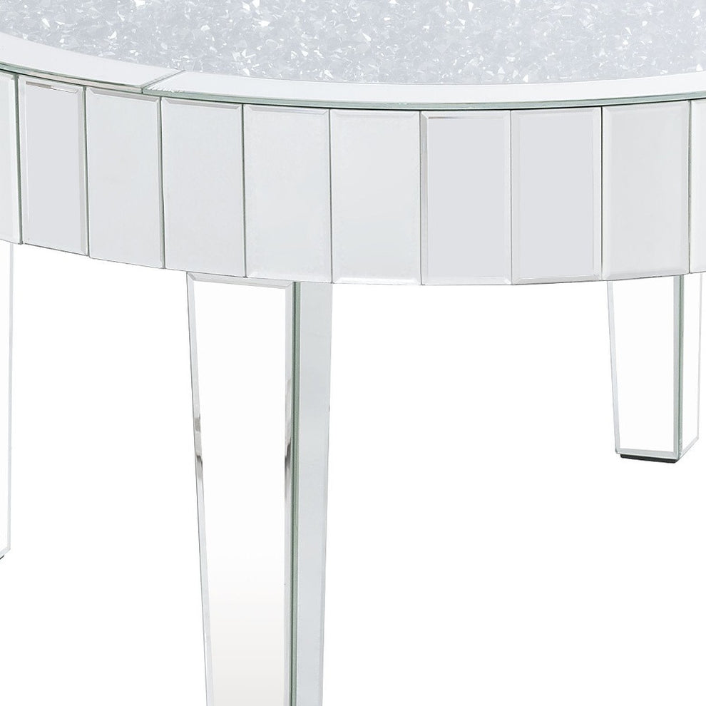 32" Silver And Clear Glass And Manufactured Wood Round Mirrored Coffee Table By Homeroots | Coffee Tables | Modishstore - 4