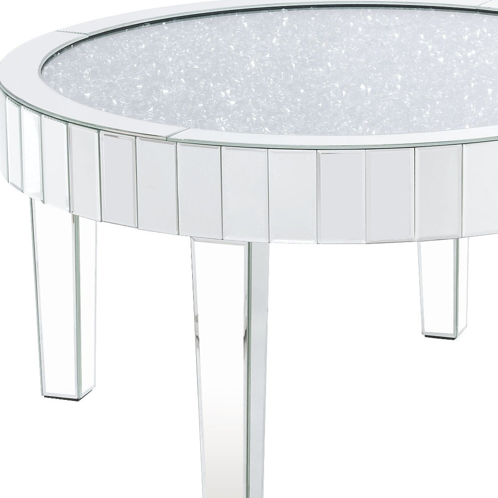 32" Silver And Clear Glass And Manufactured Wood Round Mirrored Coffee Table By Homeroots | Coffee Tables | Modishstore - 5