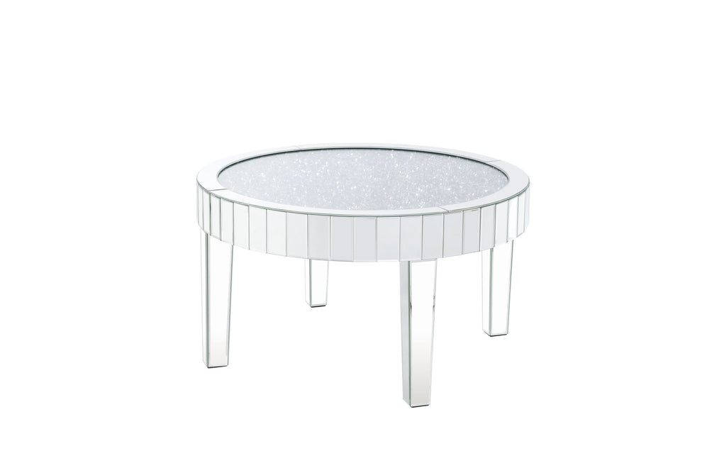 32" Silver And Clear Glass And Manufactured Wood Round Mirrored Coffee Table By Homeroots | Coffee Tables | Modishstore - 2