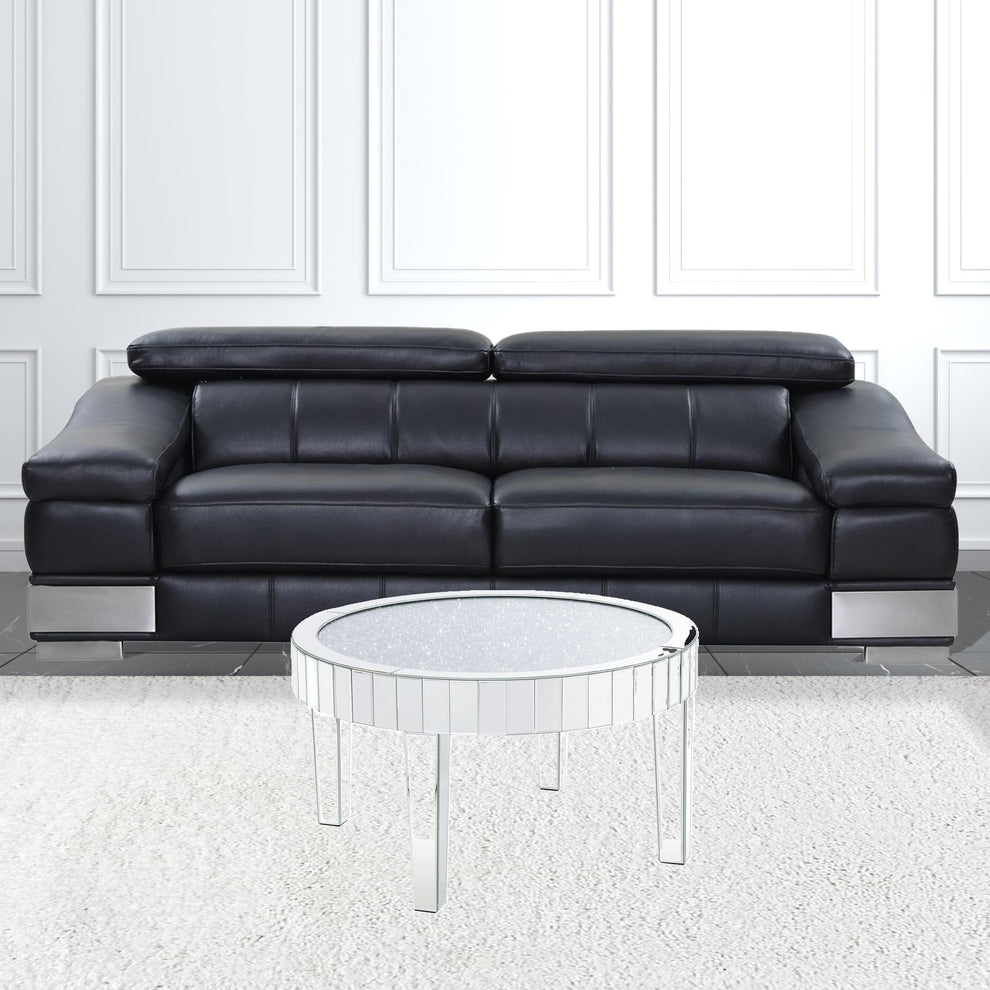 32" Silver And Clear Glass And Manufactured Wood Round Mirrored Coffee Table By Homeroots | Coffee Tables | Modishstore - 3