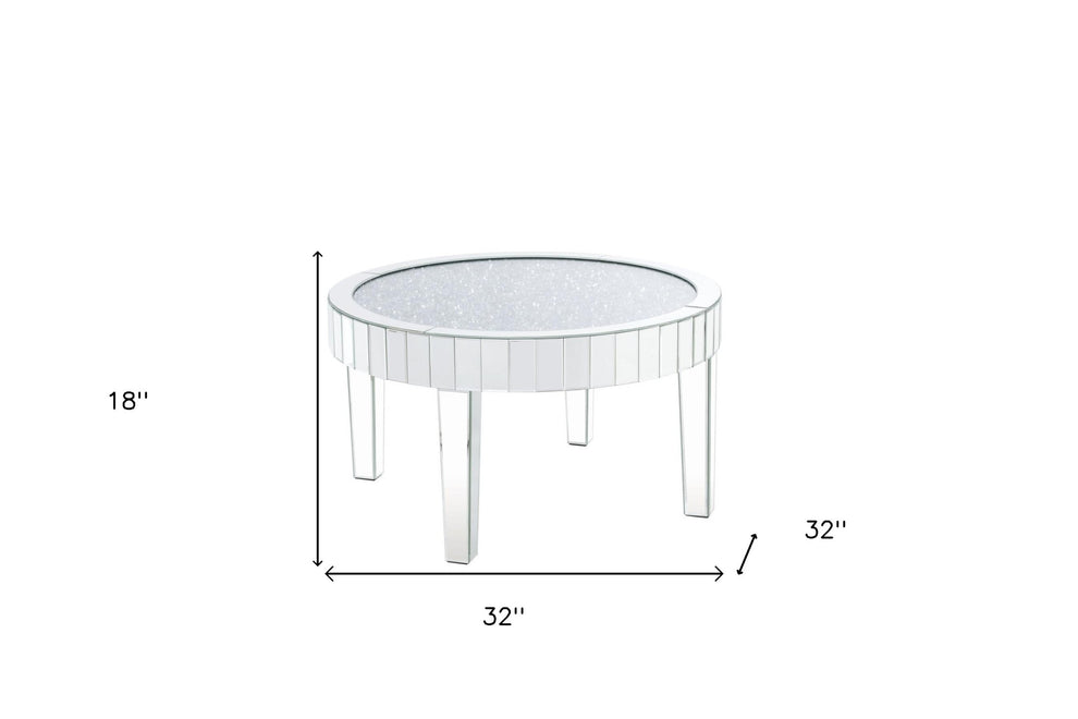 32" Silver And Clear Glass And Manufactured Wood Round Mirrored Coffee Table By Homeroots | Coffee Tables | Modishstore - 6