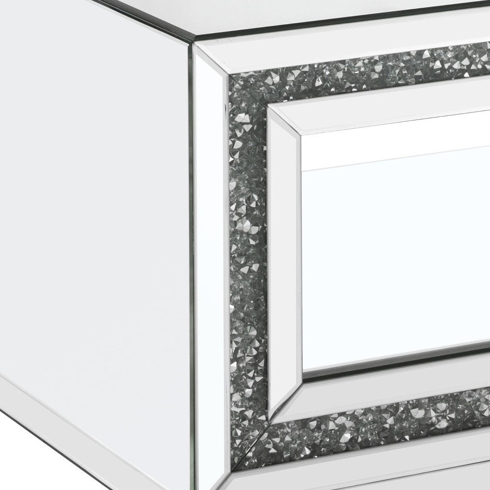 35" Silver Mirrored And Manufactured Wood Rectangular Mirrored Coffee Table With Shelf By Homeroots | Coffee Tables | Modishstore - 3