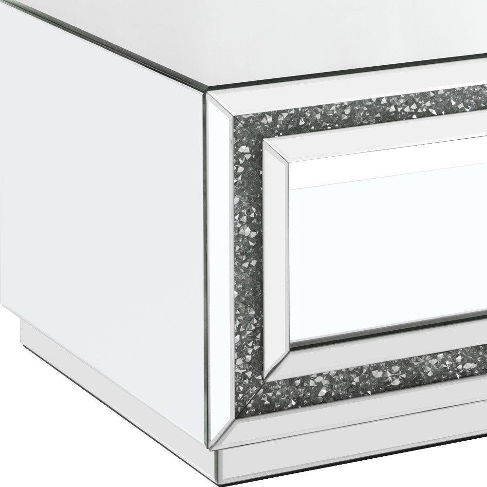 35" Silver Mirrored And Manufactured Wood Rectangular Mirrored Coffee Table With Shelf By Homeroots | Coffee Tables | Modishstore - 4