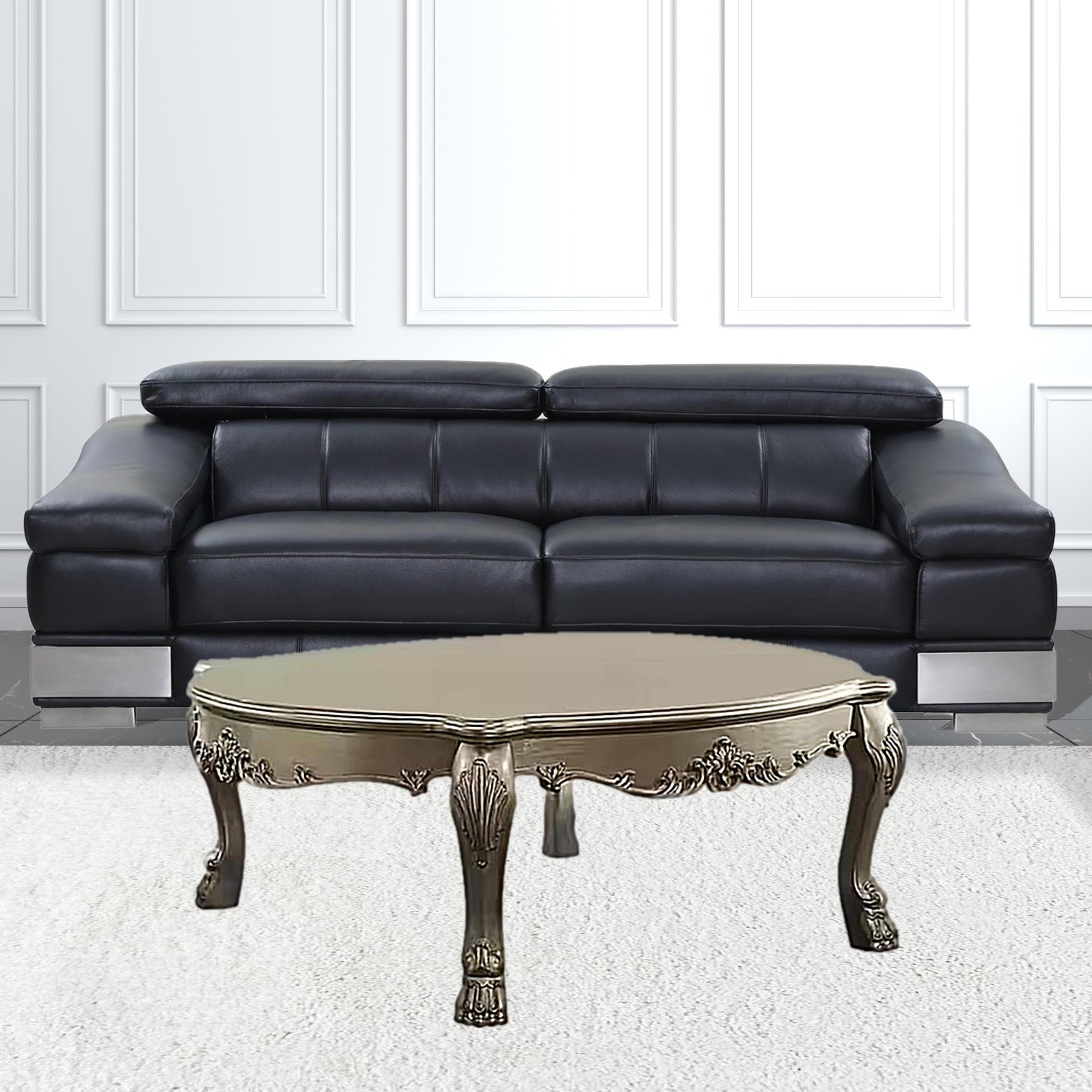 54" Bone And Gold Patina Rectangular Coffee Table By Homeroots | Coffee Tables | Modishstore - 2